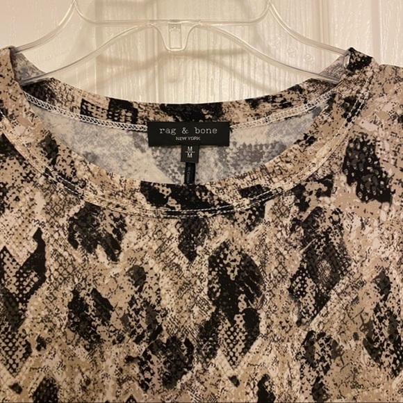RAG & BONE Sabeen Print Long Sleeve T-Shirt in Beige multi Size M - Picture 9 of 13